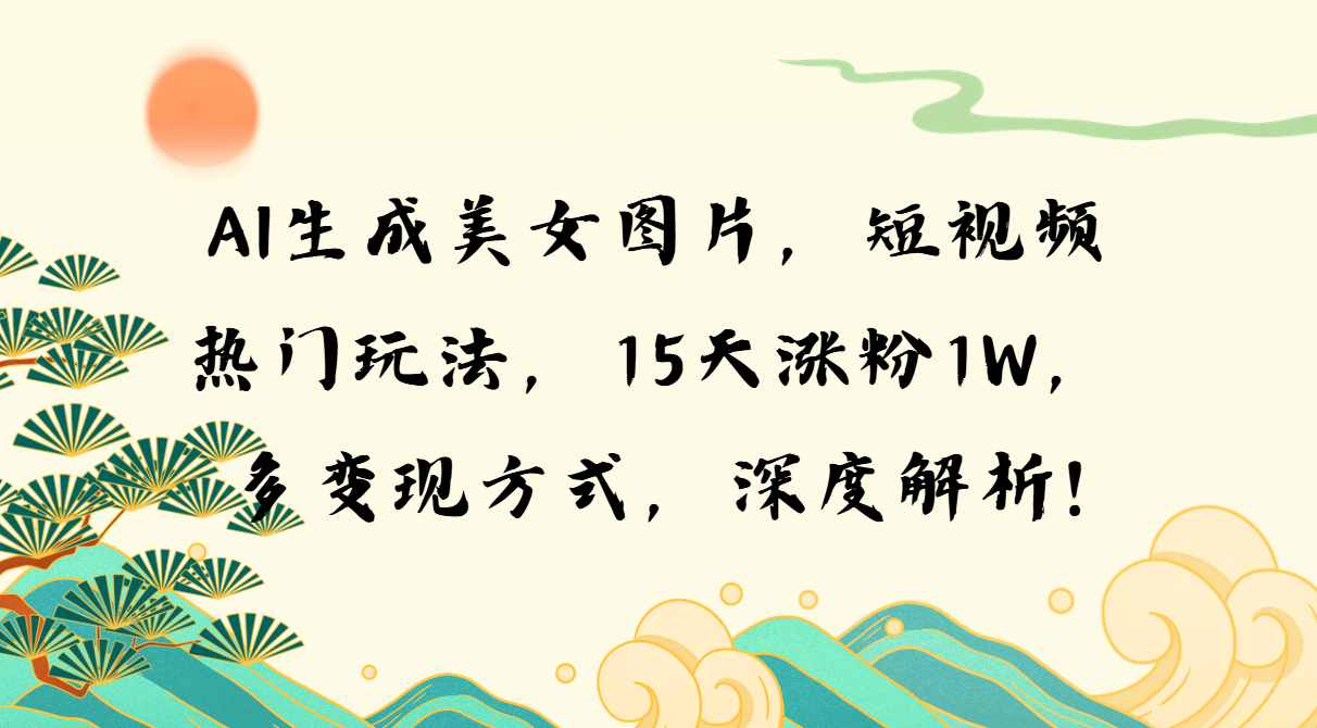 （13581期）AI生成美女图片，短视频热门玩法，15天涨粉1W，多变现方式，深度解析!_大叔资源库创业项目网-大叔资源库-资源-项目-副业-兼职-创业-大叔的库-大叔的库