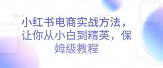 小红书电商实战方法，让你从小白到精英，保姆级教程——大叔资源库创业项目网-大叔资源库-资源-项目-副业-兼职-创业-大叔的库-大叔的库
