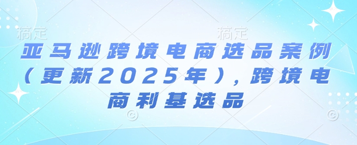 亚马逊跨境电商选品案例(更新2025年)，跨境电商利基选品——大叔资源库创业项目网-大叔资源库-资源-项目-副业-兼职-创业-大叔的库-大叔的库