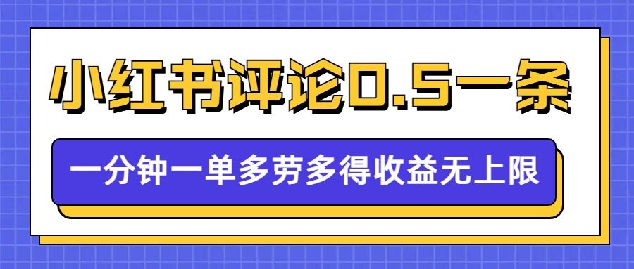 小红书留言评论，0.5元1条，一分钟一单，多劳多得，收益无上限——大叔资源库创业项目网-大叔资源库-资源-项目-副业-兼职-创业-大叔的库-大叔的库