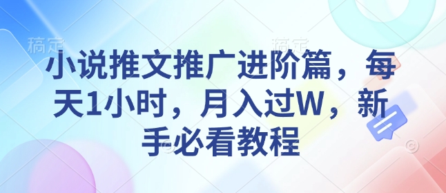 小说推文推广进阶篇，每天1小时，月入过W，新手必看教程——大叔资源库创业项目网-大叔资源库-资源-项目-副业-兼职-创业-大叔的库-大叔的库