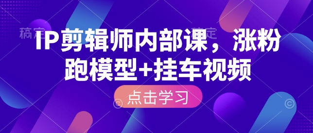 IP剪辑师内部课，涨粉跑模型+挂车视频——大叔资源库创业项目网-大叔资源库-资源-项目-副业-兼职-创业-大叔的库-大叔的库