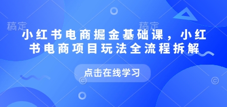 小红书电商掘金课，小红书电商项目玩法全流程拆解——大叔资源库创业项目网-大叔资源库-资源-项目-副业-兼职-创业-大叔的库-大叔的库