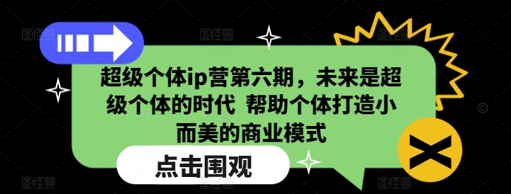 超级个体ip营第六期，未来是超级个体的时代  帮助个体打造小而美的商业模式——大叔资源库创业项目网-大叔资源库-资源-项目-副业-兼职-创业-大叔的库-大叔的库