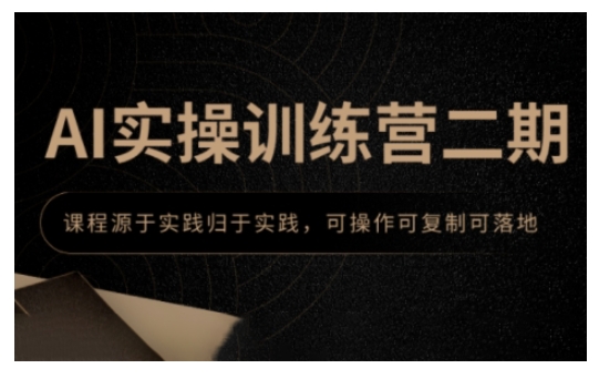 AI实操训练营二期，课程源于实践归于实践，可操作可复制可落地——大叔资源库创业项目网-大叔资源库-资源-项目-副业-兼职-创业-大叔的库-大叔的库