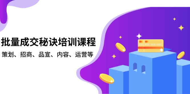 （13908期）批量成交秘诀培训课程，策划、招商、品宣、内容、运营等_大叔资源库创业项目网-大叔资源库-资源-项目-副业-兼职-创业-大叔的库-大叔的库