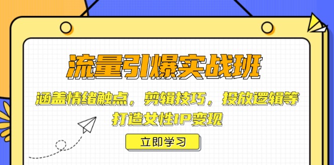 （14008期）流量引爆实战班，涵盖情绪触点，剪辑技巧，投放逻辑等，打造女性IP变现_大叔资源库创业项目网-大叔资源库-资源-项目-副业-兼职-创业-大叔的库-大叔的库
