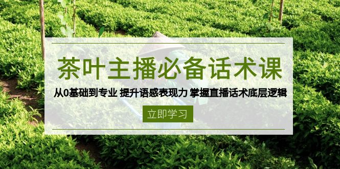 （13961期）茶叶 主播必备话术课 从0基础到专业 提升语感表现力 掌握直播话术底层逻辑_大叔资源库创业项目网-大叔资源库-资源-项目-副业-兼职-创业-大叔的库-大叔的库