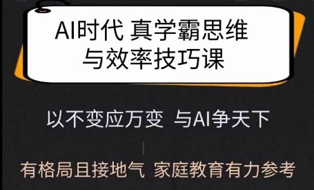 Ai时代真学霸思维与学习方法课，有格局且接地气，家庭教育有力参考——大叔资源库创业项目网-大叔资源库-资源-项目-副业-兼职-创业-大叔的库-大叔的库