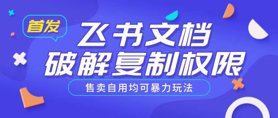 首发飞书文档破解复制权限，售卖自用均可暴力玩法——大叔资源库创业项目网-大叔资源库-资源-项目-副业-兼职-创业-大叔的库-大叔的库