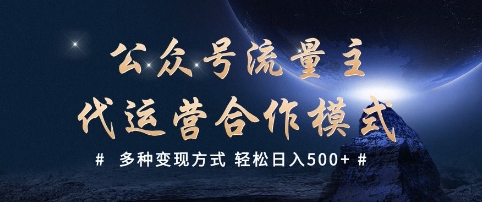 公众号流量主代运营  多种变现方式 轻松日入5张【揭秘】——大叔资源库创业项目网-大叔资源库-资源-项目-副业-兼职-创业-大叔的库-大叔的库