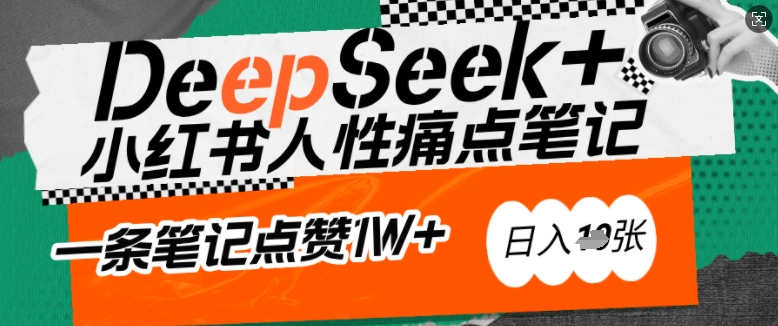 AI赋能小红书爆款秘籍：用DeepSeek轻松抓人性痛点，小白也能写出点赞破万的吸金笔记，日入多张——大叔资源库创业项目网-大叔资源库-资源-项目-副业-兼职-创业-大叔的库-大叔的库