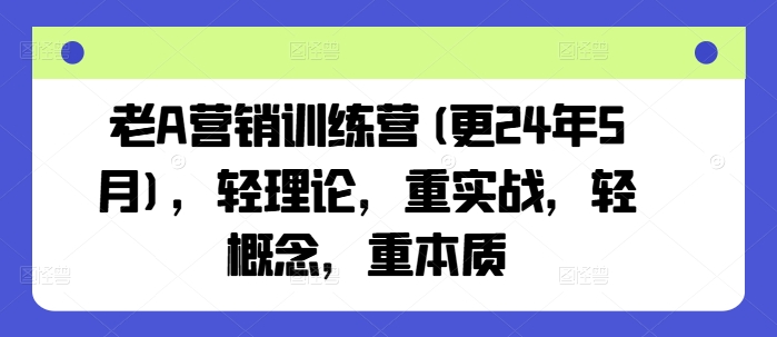 老A营销训练营(更25年1月)，轻理论，重实战，轻概念，重本质——大叔资源库创业项目网-大叔资源库-资源-项目-副业-兼职-创业-大叔的库-大叔的库