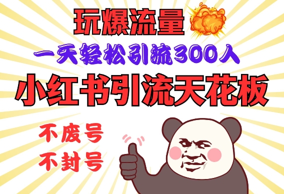 小红书引流天花板，玩爆流量，一天轻松引流300人，安全操作——大叔资源库创业项目网-大叔资源库-资源-项目-副业-兼职-创业-大叔的库-大叔的库