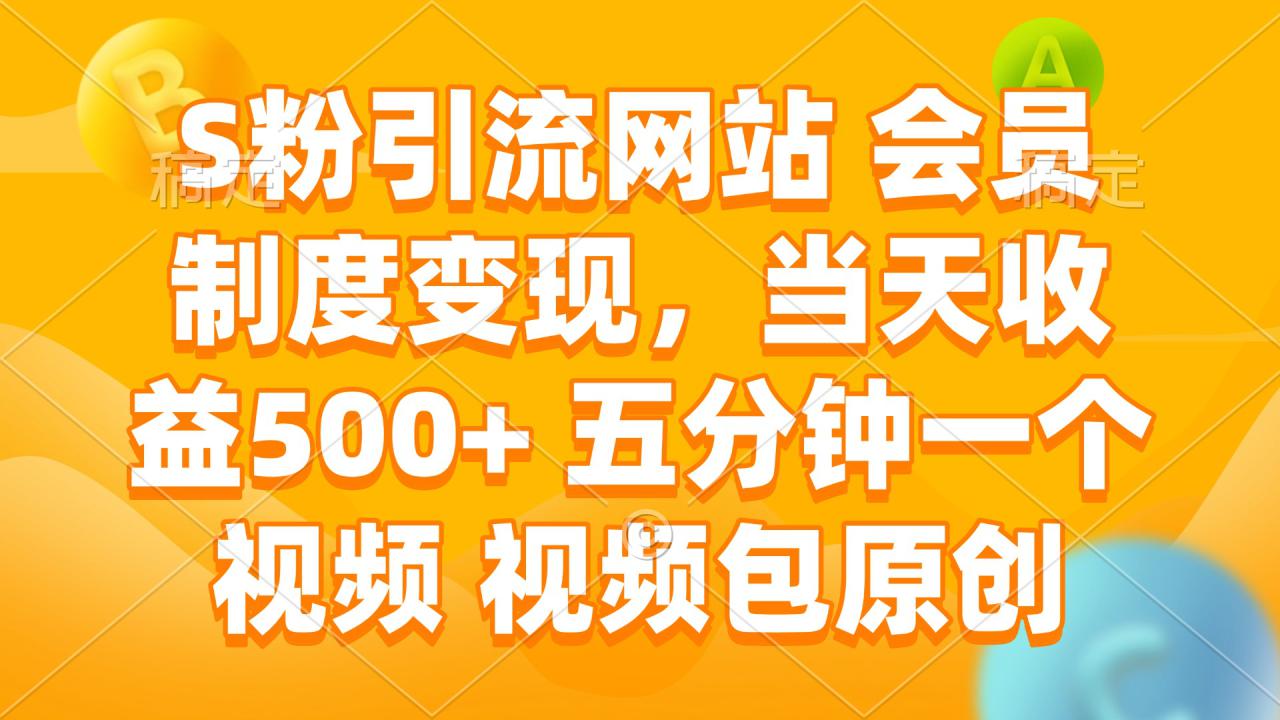 （14129期）S粉引流网站 会员制度变现，当天收益500+ 五分钟一个视频 视频包原创_大叔资源库创业项目网-大叔资源库-资源-项目-副业-兼职-创业-大叔的库-大叔的库