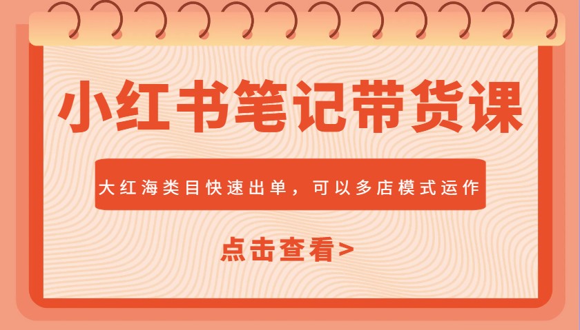 小红书笔记带货课，大红海类目快速出单，市场大，可以多店模式运作_大叔资源库-大叔资源库-资源-项目-副业-兼职-创业-大叔的库-大叔的库