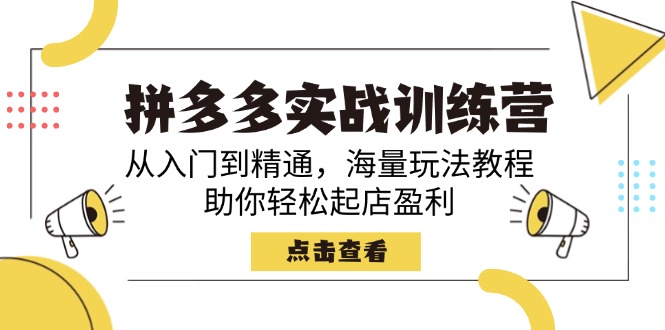 （14392期）拼多多实战训练营，从入门到精通，海量玩法教程，助你轻松起店盈利_大叔资源库创业项目网-大叔资源库-资源-项目-副业-兼职-创业-大叔的库-大叔的库