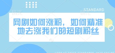 网剧如何涨粉，如何精准地去涨我们的短剧粉丝——大叔资源库创业项目网-大叔资源库-资源-项目-副业-兼职-创业-大叔的库-大叔的库