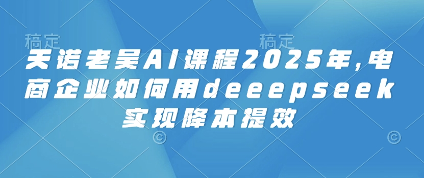 天诺老吴AI课程2025年，电商企业如何用deeepseek实现降本提效——大叔资源库创业项目网-大叔资源库-资源-项目-副业-兼职-创业-大叔的库-大叔的库