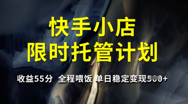 快手小店限时托管计划，收益55分，全程喂饭，单日稳定变现5张【揭秘】——大叔资源库创业项目网-大叔资源库-资源-项目-副业-兼职-创业-大叔的库-大叔的库