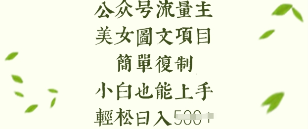 流量主长期收益项目，美女图片简单复制，小白也能上手，轻松日入5张——大叔资源库创业项目网-大叔资源库-资源-项目-副业-兼职-创业-大叔的库-大叔的库