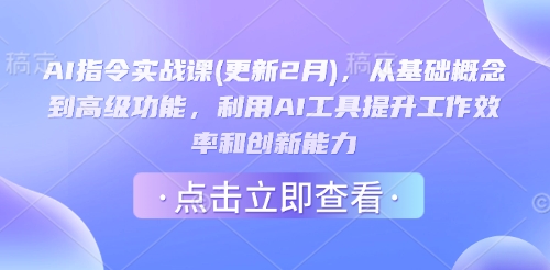 AI指令实战课(更新2月)，从基础概念到高级功能，利用AI工具提升工作效率和创新能力——大叔资源库创业项目网-大叔资源库-资源-项目-副业-兼职-创业-大叔的库-大叔的库