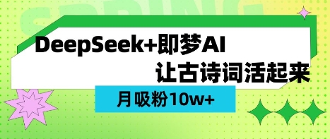 用DeepSeek做AI 古诗词视频，涨粉 10W+(保姆级教程)——大叔资源库创业项目网-大叔资源库-资源-项目-副业-兼职-创业-大叔的库-大叔的库