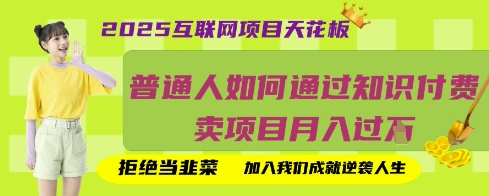 2025互联网项目天花板，普通人如何通过知识付费卖项目月入过W，拒绝当韭菜【揭秘】——大叔资源库创业项目网-大叔资源库-资源-项目-副业-兼职-创业-大叔的库-大叔的库