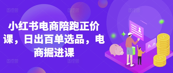 小红书电商陪跑正价课，小红书官方认证电商讲师教学，日出百单选品，电商掘进课——大叔资源库创业项目网-大叔资源库-资源-项目-副业-兼职-创业-大叔的库-大叔的库