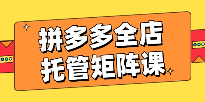 （14328期）拼多多全店托管矩阵课，盈利动销玩法，高效计划设置，提升店铺效益_大叔资源库创业项目网-大叔资源库-资源-项目-副业-兼职-创业-大叔的库-大叔的库