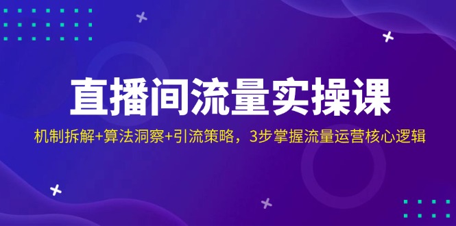 （14122期）直播间流量实操课：机制拆解+算法洞察+引流策略，3步掌握流量运营核心逻辑_大叔资源库创业项目网-大叔资源库-资源-项目-副业-兼职-创业-大叔的库-大叔的库