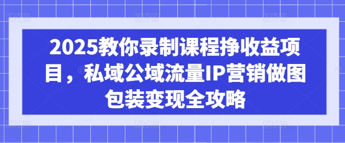 2025教你录制课程挣收益项目，私域公域流量IP营销做图包装变现全攻略——大叔资源库创业项目网-大叔资源库-资源-项目-副业-兼职-创业-大叔的库-大叔的库
