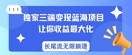 独家三端变现蓝海项目，让你收益最大化，长尾流无限躺挣——大叔资源库创业项目网-大叔资源库-资源-项目-副业-兼职-创业-大叔的库-大叔的库