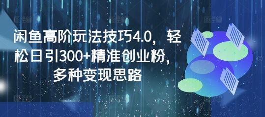 闲鱼高阶玩法技巧4.0，轻松日引300+精准创业粉，多种变现思路——大叔资源库创业项目网-大叔资源库-资源-项目-副业-兼职-创业-大叔的库-大叔的库