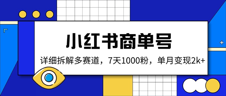 （14579期）小红书商单号，详细拆解多赛道，7天1000粉，单月变现2k+_大叔资源库创业项目网-大叔资源库-资源-项目-副业-兼职-创业-大叔的库-大叔的库