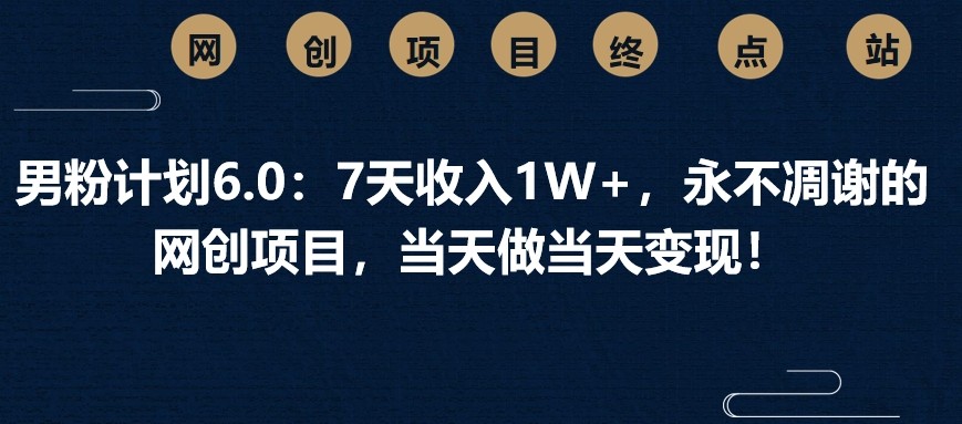 男粉计划6.0：7天收入1W+，永不凋谢的网创项目，当天做当天变现！_大叔资源库-大叔资源库-资源-项目-副业-兼职-创业-大叔的库-大叔的库