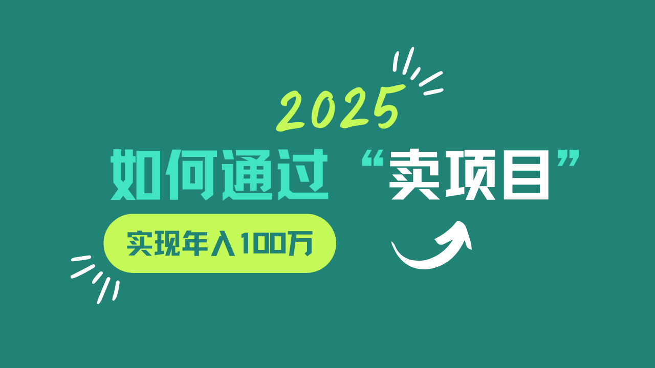 2025年如何通过“卖项目”实现年入100w_大叔资源库-大叔资源库-资源-项目-副业-兼职-创业-大叔的库-大叔的库