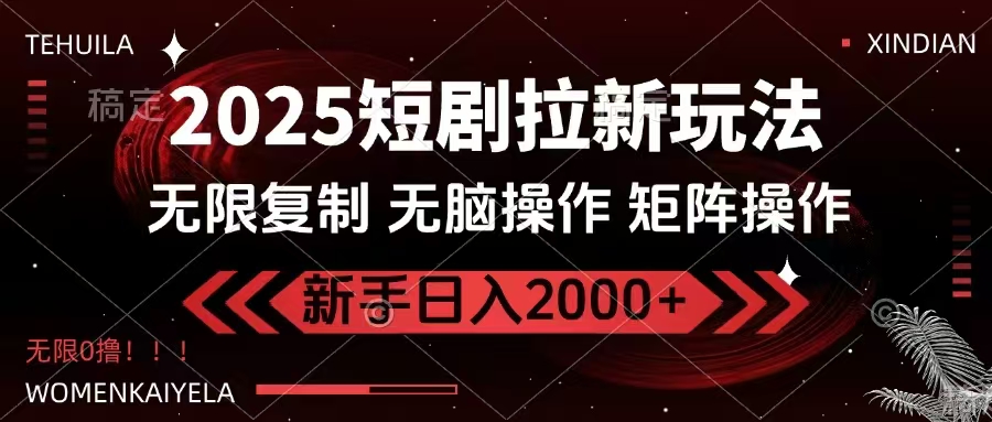 （14429期）2025短剧拉新玩法，无需注册登录，无限0撸，无脑批量操作日入2000+_大叔资源库创业项目网-大叔资源库-资源-项目-副业-兼职-创业-大叔的库-大叔的库