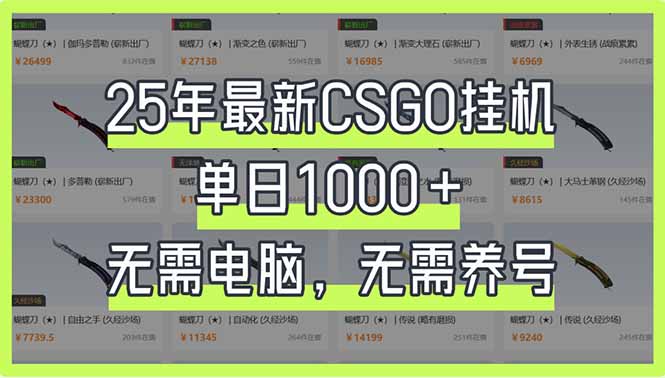 （14178期）25年最新CSGO挂机系统，单日1000+，无需电脑，无需养号，0基础可上手_大叔资源库创业项目网-大叔资源库-资源-项目-副业-兼职-创业-大叔的库-大叔的库