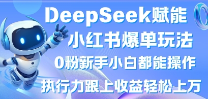 DeepSeek赋能小红书爆单玩法0粉新手小白都能操作，执行力跟上收益轻松上W，懒人勿做——大叔资源库创业项目网-大叔资源库-资源-项目-副业-兼职-创业-大叔的库-大叔的库