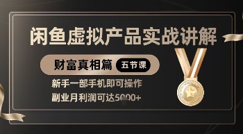 精品！闲鱼虚拟产品实战讲解，新手一部手机即可操作，副业月利润可达5k+——大叔资源库创业项目网-大叔资源库-资源-项目-副业-兼职-创业-大叔的库-大叔的库