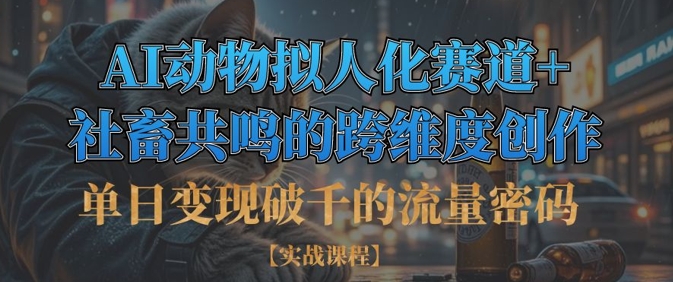 单日变现破千的流量密码，AI动物拟人化赛道+社畜共鸣的跨维度创作——大叔资源库创业项目网-大叔资源库-资源-项目-副业-兼职-创业-大叔的库-大叔的库