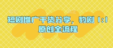 短剧推广干货分享，豹剧 1:1原创全流程——大叔资源库创业项目网-大叔资源库-资源-项目-副业-兼职-创业-大叔的库-大叔的库