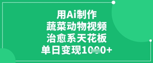 用Ai制作蔬菜动物视频，治愈系天花板，单日变现1k——大叔资源库创业项目网-大叔资源库-资源-项目-副业-兼职-创业-大叔的库-大叔的库
