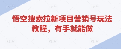 悟空搜索拉新项目营销号玩法教程，有手就能做——大叔资源库创业项目网-大叔资源库-资源-项目-副业-兼职-创业-大叔的库-大叔的库