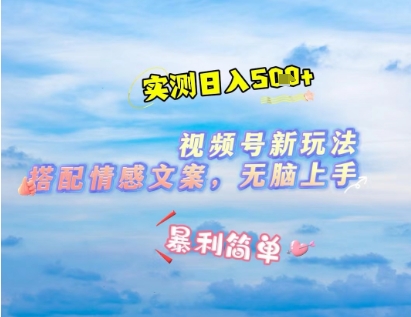 微信视频号最新玩法，表情包搭配情感文案，2分钟一条原创作品，简单好上手，轻松日入几张——大叔资源库创业项目网-大叔资源库-资源-项目-副业-兼职-创业-大叔的库-大叔的库