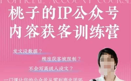 桃子IP公众号内容获客训练营(第3期)，一门让你公众号从0到商业闭环的课程——大叔资源库创业项目网-大叔资源库-资源-项目-副业-兼职-创业-大叔的库-大叔的库