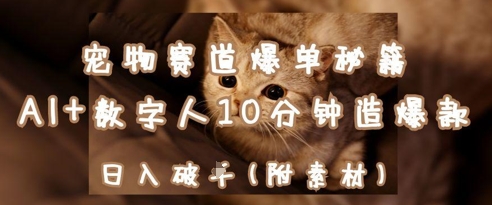 宠物赛道爆单秘籍：AI+数字人10分钟造爆款，日入1k——大叔资源库创业项目网-大叔资源库-资源-项目-副业-兼职-创业-大叔的库-大叔的库