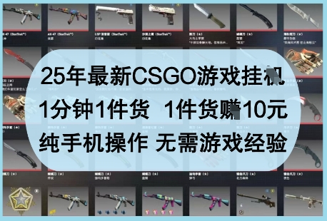 25年最新CSGO游戏挂G，1分钟1件货，1件货挣10元，纯手机操作，无需游戏经验【揭秘】——大叔资源库创业项目网-大叔资源库-资源-项目-副业-兼职-创业-大叔的库-大叔的库