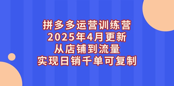 （14469期）拼多多运营训练营2025年4月更新，从店铺到流量，实现日销千单可复制_大叔资源库创业项目网-大叔资源库-资源-项目-副业-兼职-创业-大叔的库-大叔的库